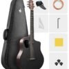 Donner Carbon X Wood Acoustic Guitar Beginner & Intermediate Learner Kits - Carbon Fiber Top, Wooden Bowl, 38" Durable Solid Guitar with Case, Strap, Steel-String RISING-G1... Donner Carbon X Wood Acoustic Guitar Beginner & Intermediate Learner Kits - Carbon Fiber Top, Wooden Bowl, 38" Durable Solid Guitar with Case, Strap, Steel-String RISING-G1...