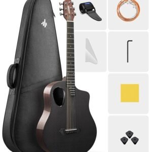 Donner Carbon X Wood Acoustic Guitar Beginner & Intermediate Learner Kits - Carbon Fiber Top, Wooden Bowl, 38" Durable Solid Guitar with Case, Strap, Steel-String RISING-G1... Donner Carbon X Wood Acoustic Guitar Beginner & Intermediate Learner Kits - Carbon Fiber Top, Wooden Bowl, 38" Durable Solid Guitar with Case, Strap, Steel-String RISING-G1...