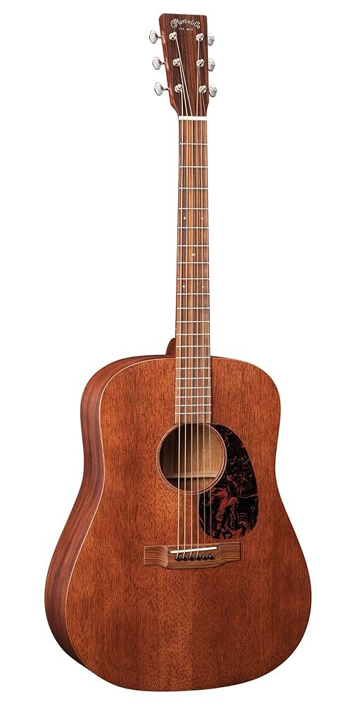 Martin Guitar D-15M with Gig Bag, Acoustic Guitar for the Working Musician, Mahogany Construction, Satin Finish, D-14 Fret, and Low Oval Neck Shape Martin Guitar D-15M with Gig Bag, Acoustic Guitar for the Working Musician, Mahogany Construction, Satin Finish, D-14 Fret, and Low Oval Neck Shape