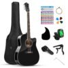 Moukey 41" Acoustic Guitar for Beginners Adult Teen Full Size Guitarra Acustica with Chord Poster, Gig Bag, Tuner,Steel Strings, Capo, Strap - Black Moukey 41" Acoustic Guitar for Beginners Adult Teen Full Size Guitarra Acustica with Chord Poster, Gig Bag, Tuner,Steel Strings, Capo, Strap - Black