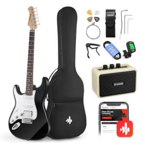 Donner 39 Inch Left-Handed Electric Guitar Kit Solid Body Black Lefty Beginner Set Full-Size with Amplifier Online Lesson Bag Digital Tuner Capo Strap String Cable Picks DST-100BL Donner 39 Inch Left-Handed Electric Guitar Kit Solid Body Black Lefty Beginner Set Full-Size with Amplifier Online Lesson Bag Digital Tuner Capo Strap String Cable Picks DST-100BL