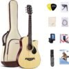 38 in Guitar Acoustic Guitar Beginner kit Adult Cutaway Acoustic Guitar Guitarras Starter Set Bundle with Padded Gig Bag, Strap, Capo, Strings, Picks 38 in Guitar Acoustic Guitar Beginner kit Adult Cutaway Acoustic Guitar Guitarras Starter Set Bundle with Padded Gig Bag, Strap, Capo, Strings, Picks