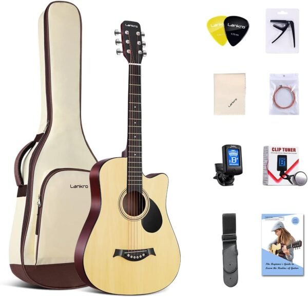 38 in Guitar Acoustic Guitar Beginner kit Adult Cutaway Acoustic Guitar Guitarras Starter Set Bundle with Padded Gig Bag, Strap, Capo, Strings, Picks 38 in Guitar Acoustic Guitar Beginner kit Adult Cutaway Acoustic Guitar Guitarras Starter Set Bundle with Padded Gig Bag, Strap, Capo, Strings, Picks