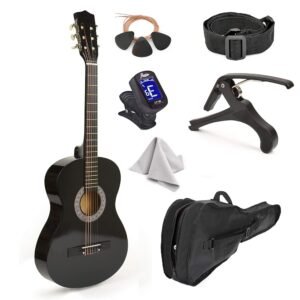 38" Wood Guitar With Case and Accessories for Kids/Boys/Girls/Teens/Beginners (Black) 38" Wood Guitar With Case and Accessories for Kids/Boys/Girls/Teens/Beginners (Black)