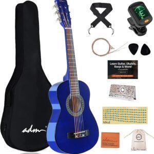 ADM Beginner Acoustic Classical Guitar 30 Inch Nylon Strings Wooden Guitar Bundle Kit for Kid Boy Girl Student Youth Guitarra Online Lessons with Gig Bag, Strap, Tuner, Extra... ADM Beginner Acoustic Classical Guitar 30 Inch Nylon Strings Wooden Guitar Bundle Kit for Kid Boy Girl Student Youth Guitarra Online Lessons with Gig Bag, Strap, Tuner, Extra...