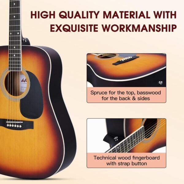 ADM Dreadnought Acoustic Guitar Kit Review Best Beginner Bundle with Free Lesson Sunburst ADM Dreadnought Acoustic Guitar Kit Review Best Beginner Bundle with Free Lesson Sunburst