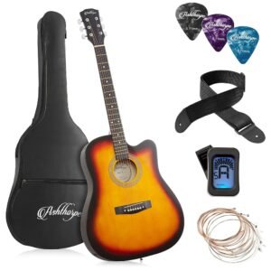 Ashthorpe 41-inch Beginner Cutaway Acoustic Guitar Package (Sunburst), Full Size Basic Starter Kit w/Gig Bag, Strings, Strap, Tuner, Picks Ashthorpe 41-inch Beginner Cutaway Acoustic Guitar Package (Sunburst), Full Size Basic Starter Kit w/Gig Bag, Strings, Strap, Tuner, Picks