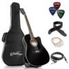 Ashthorpe Full-Size Cutaway Thinline Acoustic-Electric Guitar Package - Premium Tonewoods - Black Ashthorpe Full-Size Cutaway Thinline Acoustic-Electric Guitar Package - Premium Tonewoods - Black