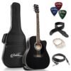 Ashthorpe Full-Size Dreadnought Cutaway Acoustic-Electric Guitar Bundle - Premium Tonewoods - Black Ashthorpe Full-Size Dreadnought Cutaway Acoustic-Electric Guitar Bundle - Premium Tonewoods - Black