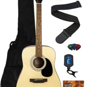 Barcelona D500 Dreadnought Acoustic Guitar - Natural Bundle with Gig Bag, Strings, Tuner, Strap, Picks, Fender Play Online Lessons, Austin Bazaar Instructional DVD, and... Barcelona D500 Dreadnought Acoustic Guitar - Natural Bundle with Gig Bag, Strings, Tuner, Strap, Picks, Fender Play Online Lessons, Austin Bazaar Instructional DVD, and...