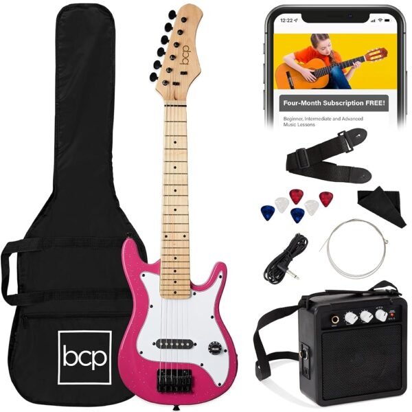 Best Choice Products 30in Kids Electric Guitar Beginner Starter Kit w/ 5W Amplifier, Strap, Gig Bag, Strings, Picks - Pink Sparkle Best Choice Products 30in Kids Electric Guitar Beginner Starter Kit w/ 5W Amplifier, Strap, Gig Bag, Strings, Picks - Pink Sparkle