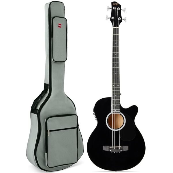 Best Choice Products Acoustic Electric Bass Guitar, Full Size 4 String, Fretted Bass Guitar w/Padded Gig Bag - Black Best Choice Products Acoustic Electric Bass Guitar, Full Size 4 String, Fretted Bass Guitar w/Padded Gig Bag - Black