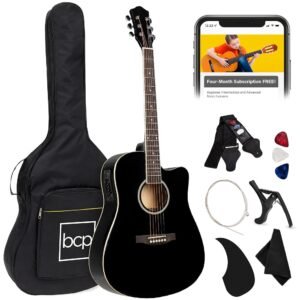 Best Choice Products Beginner Acoustic Electric Guitar Starter Set 41in w/All Wood Cutaway Design, Carrying Case, Strap, Picks, Cable - Black Best Choice Products Beginner Acoustic Electric Guitar Starter Set 41in w/All Wood Cutaway Design, Carrying Case, Strap, Picks, Cable - Black