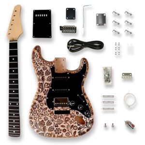 BexGears DIY ST Style Electric Guitar Kits, engraved surface natural color Mahogany Body maple neck & composite ebony fingerboard S-S-H pickup BexGears DIY ST Style Electric Guitar Kits, engraved surface natural color Mahogany Body maple neck & composite ebony fingerboard S-S-H pickup