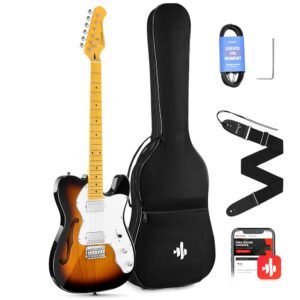 Donner 39 Inch Jazz Electric Guitar TL Thinline F Hole Beginner Full Size Hollow Guitar with H-H Pickups,Bag, Strap, Cable,Sunburst(DJC-1000S) Donner 39 Inch Jazz Electric Guitar TL Thinline F Hole Beginner Full Size Hollow Guitar with H-H Pickups,Bag, Strap, Cable,Sunburst(DJC-1000S)