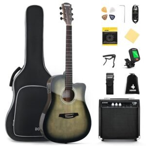 Donner Acoustic Electric Guitar Full Size Kit for Beginner Intermediate with Amplifier Capo Pick Tuner Strings Strap - 41 Inch Donner Acoustic Electric Guitar Full Size Kit for Beginner Intermediate with Amplifier Capo Pick Tuner Strings Strap - 41 Inch