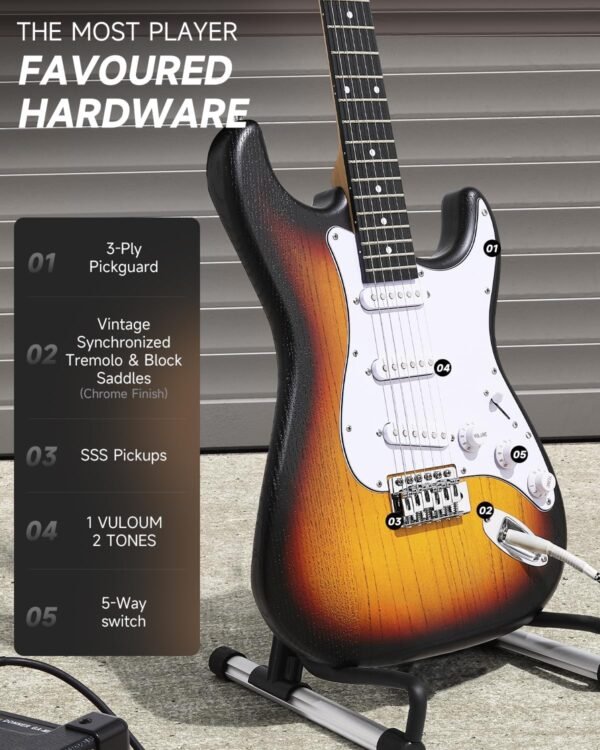 Donner DST-80 Electric Guitar Kit Review Complete Beginner Package with Amp and Accessories