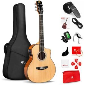 Electric Acoustic Guitar 3/4 Size - 36 Inch Acoustic Electric Guitar Cutaway Acustica Guitarra Bundle for Beginners and Students, Spruce Top, Guitarra Electro Acustica by Vangoa Electric Acoustic Guitar 3/4 Size - 36 Inch Acoustic Electric Guitar Cutaway Acustica Guitarra Bundle for Beginners and Students, Spruce Top, Guitarra Electro Acustica by Vangoa