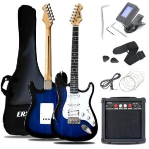 Ermik Soild Body Electric Guitar Kit with Amp 20W, Strings, Strap, Digital Tuner, Picks, Gig Bag, Cable, Tremolo Bar, 39" Full Size Guitar HSS Pickups Guitarra Electrica... Ermik Soild Body Electric Guitar Kit with Amp 20W, Strings, Strap, Digital Tuner, Picks, Gig Bag, Cable, Tremolo Bar, 39" Full Size Guitar HSS Pickups Guitarra Electrica...