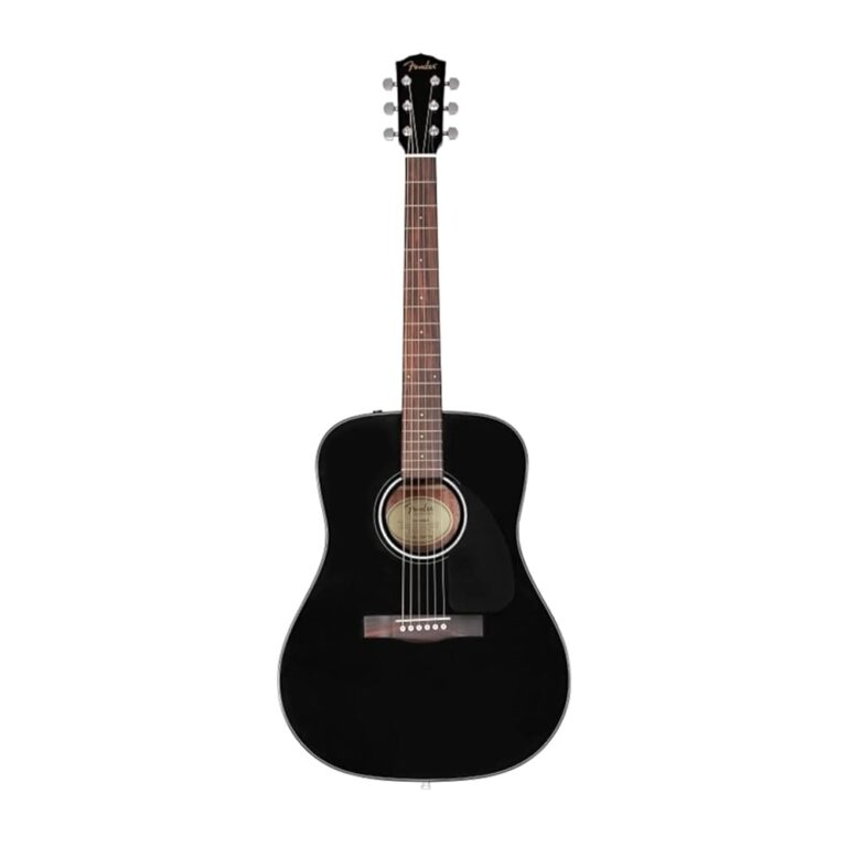 Fender Acoustic Guitar, with 2-Year Warranty, CD-60 Dreadnought V3 Classic Design with Rounded Walnut Fingerboard and Alloy Steel Strings, Glossed Black Finish, Spruce Top,...