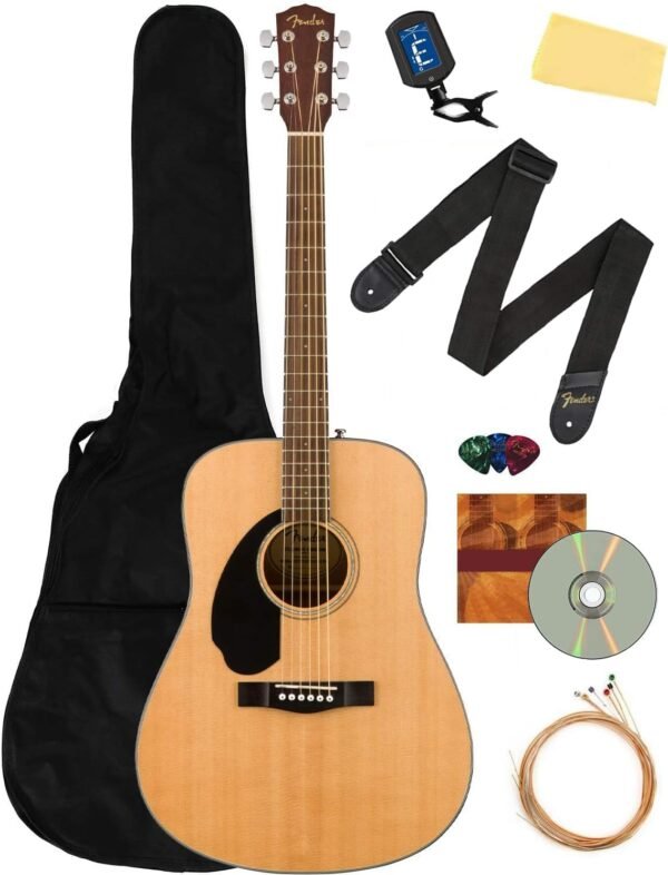 Fender CD-60S Solid Top Dreadnought Acoustic Guitar, Left Handed - Natural Bundle with Gig Bag, Tuner, Strap, Strings, Picks, and Austin Bazaar Instructional DVD Fender CD-60S Solid Top Dreadnought Acoustic Guitar, Left Handed - Natural Bundle with Gig Bag, Tuner, Strap, Strings, Picks, and Austin Bazaar Instructional DVD