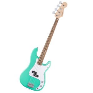 Fender Squier Debut Series Precision Bass Guitar, Beginner Guitar, 2-Year Warranty, Includes Free Lessons, Sea Foam Green with Satin Urethane Finish Fender Squier Debut Series Precision Bass Guitar, Beginner Guitar, 2-Year Warranty, Includes Free Lessons, Sea Foam Green with Satin Urethane Finish