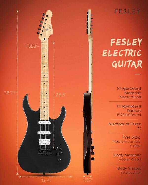Fesley Electric Guitar Review Best Solid Body HSS Beginner Kit Morandi Black Fesley Electric Guitar Review Best Solid Body HSS Beginner Kit Morandi Black