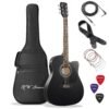 Full Size Thinline Acoustic Electric Guitar with Free Gig Bag Case & Picks Black Right Handed Full Size Thinline Acoustic Electric Guitar with Free Gig Bag Case & Picks Black Right Handed