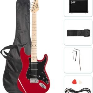 GLARRY 39" Full Size Electric Guitar for Music Lover Beginner with 20W Amp and Accessories Pack Guitar Bag (Red) GLARRY 39" Full Size Electric Guitar for Music Lover Beginner with 20W Amp and Accessories Pack Guitar Bag (Red)