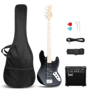 GLARRY Bass Guitar Full Size 4 String Exquisite Stylish Bass with Guitar Bag Power Line and Wrench Tool (Blue, With AMP) GLARRY Bass Guitar Full Size 4 String Exquisite Stylish Bass with Guitar Bag Power Line and Wrench Tool (Blue, With AMP)