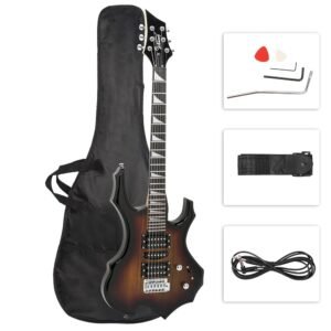 Glarry Cool Burning Fire Style Electric Guitar Christmas gift for Beginner Guitar Lover with Accessories Pack (Sunset) Glarry Cool Burning Fire Style Electric Guitar Christmas gift for Beginner Guitar Lover with Accessories Pack (Sunset)