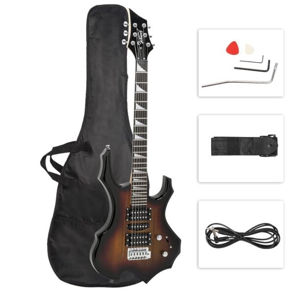 Glarry Cool Burning Fire Style Electric Guitar Christmas gift for Beginner Guitar Lover with Accessories Pack (Sunset) Glarry Cool Burning Fire Style Electric Guitar Christmas gift for Beginner Guitar Lover with Accessories Pack (Sunset)