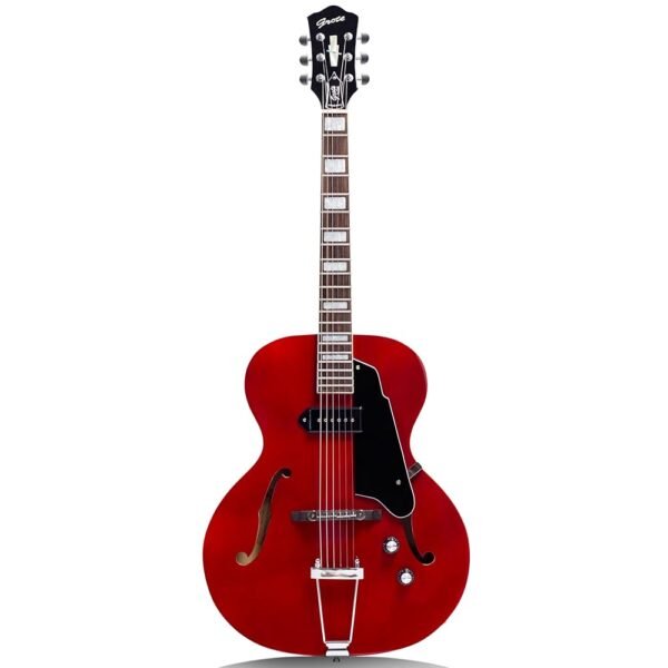 GROTE Jazz Electric Guitar Hollow Body Chrome Hardware P90 pickup (RED) GROTE Jazz Electric Guitar Hollow Body Chrome Hardware P90 pickup (RED)