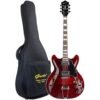 GROTE Jazz Electric Guitar Semi-Hollow Body Trapeze Tailpiece Bridge Guitar Gig Bag (RED) GROTE Jazz Electric Guitar Semi-Hollow Body Trapeze Tailpiece Bridge Guitar Gig Bag (RED)