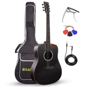 Kadence Acoustic Electric Guitar - Slowhand Premium Electric Acoustic Guitar (Black Spruce Top, Rosewood Fretboard) - Electro Acoustic Guitars with Strings, Cable, Pro Capo,... Kadence Acoustic Electric Guitar - Slowhand Premium Electric Acoustic Guitar (Black Spruce Top, Rosewood Fretboard) - Electro Acoustic Guitars with Strings, Cable, Pro Capo,...
