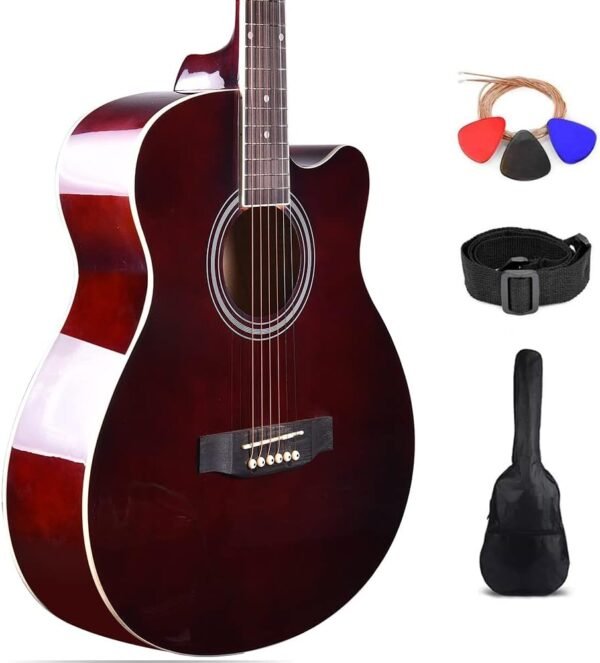 Kadence Frontier Acoustic Guitar - 40" Die cast Keys, Spruce Wood Finish (Brown) - Acoustic Guitar with Strings, Strap, Picks and Bag Kadence Frontier Acoustic Guitar - 40" Die cast Keys, Spruce Wood Finish (Brown) - Acoustic Guitar with Strings, Strap, Picks and Bag