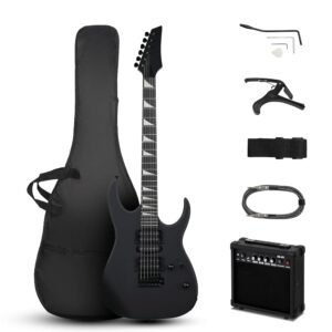 Ktaxon 39" Electric Guitar with 20Watt Amp, Full Size 170 Model Starter Guitar Kit for Beginners & Professional W/Bag, Strap, Upgrade Cable, Guitar Capo, Tremolo Arm - Matte Black Ktaxon 39" Electric Guitar with 20Watt Amp, Full Size 170 Model Starter Guitar Kit for Beginners & Professional W/Bag, Strap, Upgrade Cable, Guitar Capo, Tremolo Arm - Matte Black
