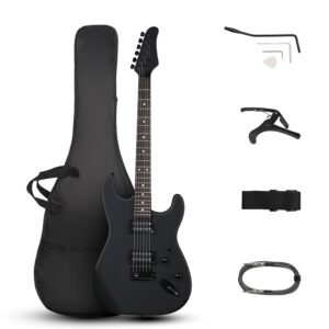 Ktaxon 39 Inch Electric Guitar, Full Size Solid Body H-H Pickups 6 Strings Beginner Guitar Kit With Upgrade Cable & Guitar Capo, Tremolo Arm, Gig Bag & Strap (Matte Back) Ktaxon 39 Inch Electric Guitar, Full Size Solid Body H-H Pickups 6 Strings Beginner Guitar Kit With Upgrade Cable & Guitar Capo, Tremolo Arm, Gig Bag & Strap (Matte Back)