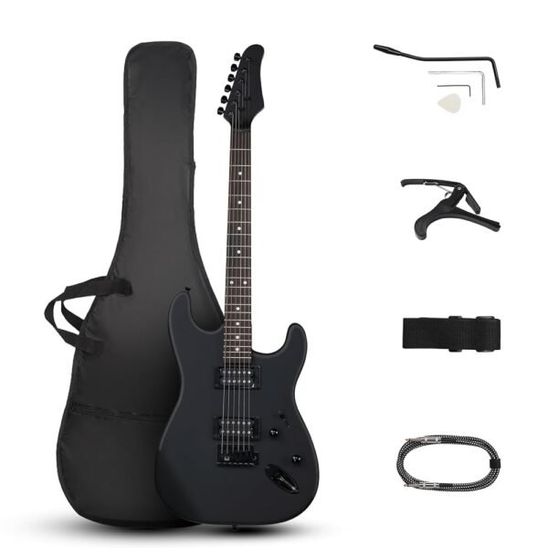Ktaxon 39 Inch Electric Guitar, Full Size Solid Body H-H Pickups 6 Strings Beginner Guitar Kit With Upgrade Cable & Guitar Capo, Tremolo Arm, Gig Bag & Strap (Matte Back) Ktaxon 39 Inch Electric Guitar, Full Size Solid Body H-H Pickups 6 Strings Beginner Guitar Kit With Upgrade Cable & Guitar Capo, Tremolo Arm, Gig Bag & Strap (Matte Back)
