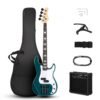 Ktaxon 4 String Electric Bass Guitar, PB-Style Full Size Standard Right Handed Beginner Kit with 20W AMP, Gig Bag, Strap, Upgrade Cable, Guitar Capo for Youths & Adults (Lake Blue) Ktaxon 4 String Electric Bass Guitar, PB-Style Full Size Standard Right Handed Beginner Kit with 20W AMP, Gig Bag, Strap, Upgrade Cable, Guitar Capo for Youths & Adults (Lake Blue)