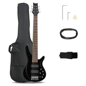 Ktaxon Bass Guitar 6 String Electric Bass Guitars, Beginner Bass Guitar with Professional H-H pickup, 3 Way Pickup Selector, Premium Cable, Unique Body Design for Beginner... Ktaxon Bass Guitar 6 String Electric Bass Guitars, Beginner Bass Guitar with Professional H-H pickup, 3 Way Pickup Selector, Premium Cable, Unique Body Design for Beginner...