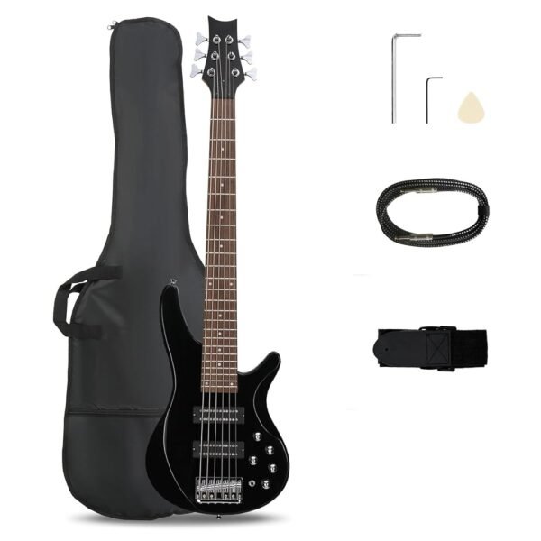 Ktaxon Bass Guitar 6 String Electric Bass Guitars, Beginner Bass Guitar with Professional H-H pickup, 3 Way Pickup Selector, Premium Cable, Unique Body Design for Beginner... Ktaxon Bass Guitar 6 String Electric Bass Guitars, Beginner Bass Guitar with Professional H-H pickup, 3 Way Pickup Selector, Premium Cable, Unique Body Design for Beginner...