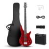 Ktaxon Electric Bass Guitar 4 String Bass Guitar with 20 Watt Amplifier, PJ Type Pickup, Naturally air-dried Maple Neck, Rosewood Fretboard, Basswood Body(Red) Ktaxon Electric Bass Guitar 4 String Bass Guitar with 20 Watt Amplifier, PJ Type Pickup, Naturally air-dried Maple Neck, Rosewood Fretboard, Basswood Body(Red)