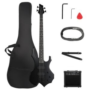 Ktaxon Electric Bass Guitar Full Size Flame Design Bass Set with 20 Watt Amplifier, Portable Bass Bag, Superior Amp Wire, Adjustable Guitar Strap, Plectrum, Wrench Tool(Matte... Ktaxon Electric Bass Guitar Full Size Flame Design Bass Set with 20 Watt Amplifier, Portable Bass Bag, Superior Amp Wire, Adjustable Guitar Strap, Plectrum, Wrench Tool(Matte...