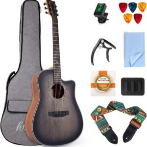 lotmusic 41 Inch Acoustic Guitar Full-size Dreadnought Professional Cutaway Folk Guitarra Bundle 6 Metal Strings with Beginner Kit (Gig Bag, Tuner, Strap, Picks all accessories lotmusic 41 Inch Acoustic Guitar Full-size Dreadnought Professional Cutaway Folk Guitarra Bundle 6 Metal Strings with Beginner Kit (Gig Bag, Tuner, Strap, Picks all accessories