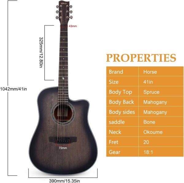 Lotmusic 41 Inch Acoustic Guitar Review Full-Size Dreadnought Cutaway Bundle Lotmusic 41 Inch Acoustic Guitar Review Full-Size Dreadnought Cutaway Bundle