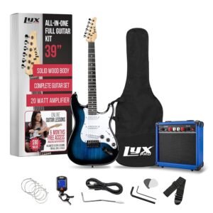LyxPro 39 inch Electric Guitar Kit Bundle with 20w Amplifier, All Accessories, Digital Clip On Tuner, Six Strings, Two Picks, Tremolo Bar, Shoulder Strap, Case Bag Starter kit... LyxPro 39 inch Electric Guitar Kit Bundle with 20w Amplifier, All Accessories, Digital Clip On Tuner, Six Strings, Two Picks, Tremolo Bar, Shoulder Strap, Case Bag Starter kit...
