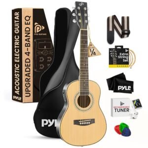Pyle Acoustic Electric Guitar Kit, 1/4 Scale Spruce Wood Steel String Instrument w/ Gig Bag, 30” Pyle Acoustic Electric Guitar Kit, 1/4 Scale Spruce Wood Steel String Instrument w/ Gig Bag, 30”