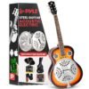 Pyle Electro Resophonic Acoustic Electric Guitar Set, Full Size Round Neck Traditional Resonator, Built-in Pre Amplifier, White Pyle Electro Resophonic Acoustic Electric Guitar Set, Full Size Round Neck Traditional Resonator, Built-in Pre Amplifier, White
