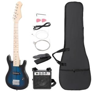 Smartxchoices 30 Inch Electric Guitar, Starter Kit for Kids with Amplifier,Picks, Gig Bag, Shoulder Strap, Cable & Accessory Kit,Solid Wood Body, Blue Smartxchoices 30 Inch Electric Guitar, Starter Kit for Kids with Amplifier,Picks, Gig Bag, Shoulder Strap, Cable & Accessory Kit,Solid Wood Body, Blue